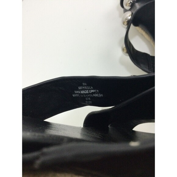 Marc Fisher Prisca Espadrille Silver Studded Slip On Slides Sandals Black Size 8 - Picture 5 of 12